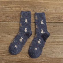 Women Cat Printed Wool Socks