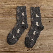 Women Cat Printed Wool Socks