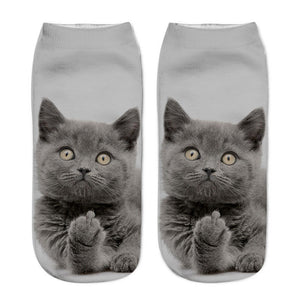 Cotton and Polyester Breathable Cat Themed Printed Socks