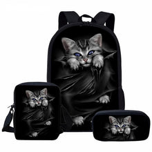 Girls 3Pcs/Set Back Pack Set or Individual Pieces  with your Choice of Cat themed prints
