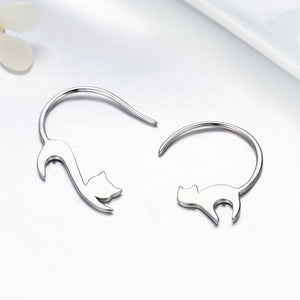 Silver Cat Post Earrings