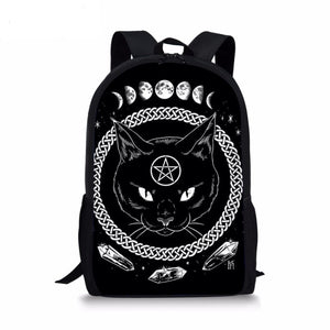 Gothic  Black Cat Moon Phase Back Pack