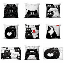 Black And White Cat Cartoon Cushion Decorative Pillow Covers
