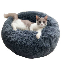 grey soft plush bean bag cat bed