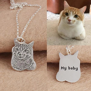 Custom Pet Cat Dog Photo Silver Pendant Necklace Engraved Name 925 Sterling Silver Dog Tag Necklace Best Gift Women Men Memorial