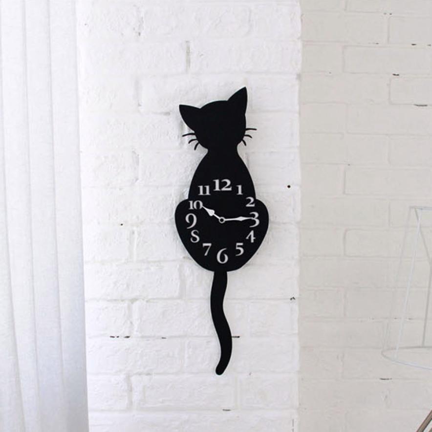 Acrylic Black Cat Wall Clock