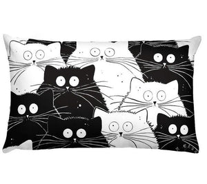Black And White Cat Cartoon Cushion Decorative Pillow Covers