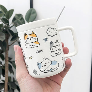 Cute Cat themed Cartoon Ceramic Coffe Mugs