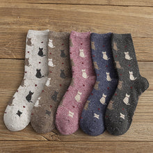 Women Cat Printed Wool Socks
