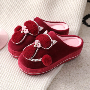 Women Cotton slippers Cute Cat Slippers Ladies Platform