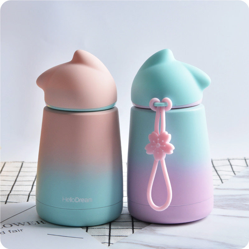 Cute Cat Water Bottle Girl Woman Lovers Hot Stainless Steel Water Bottle  Coffee Milk Cute Water Bottle Girl Drinkware